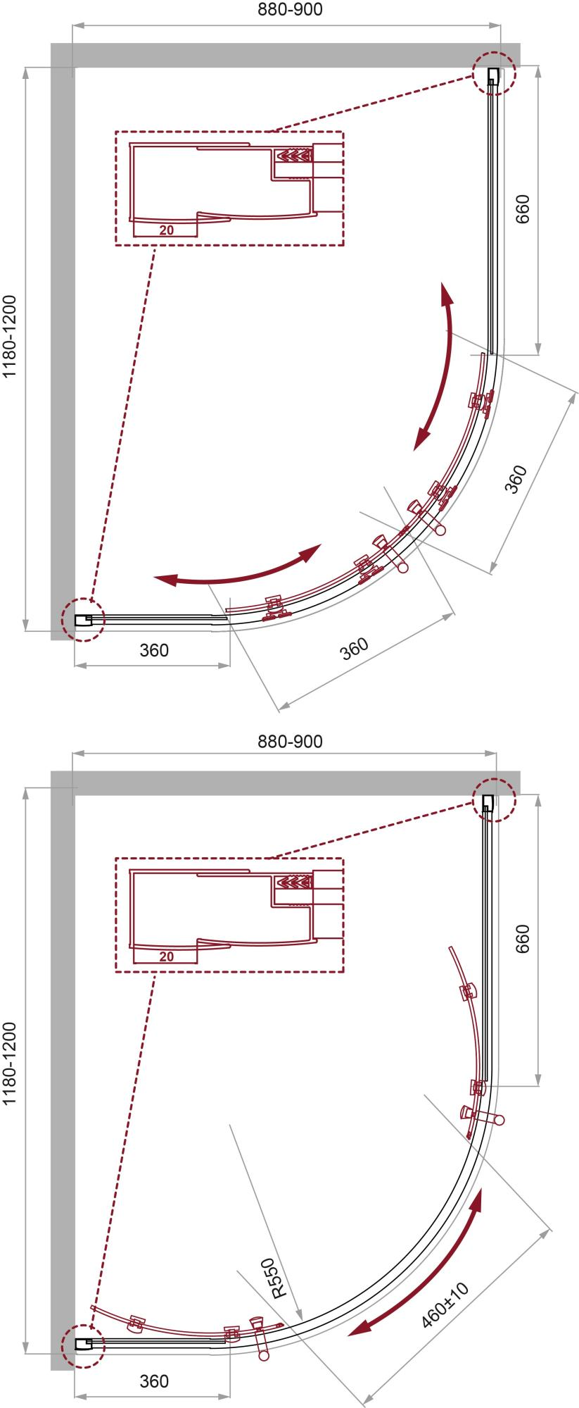 Душевой уголок UNO-195-RH-2-120/90-C-Cr BelBagno